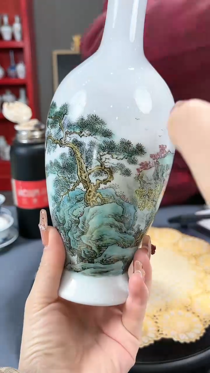 【闪购商品】官窑瓷画院760官窑瓷画院山水赏瓶