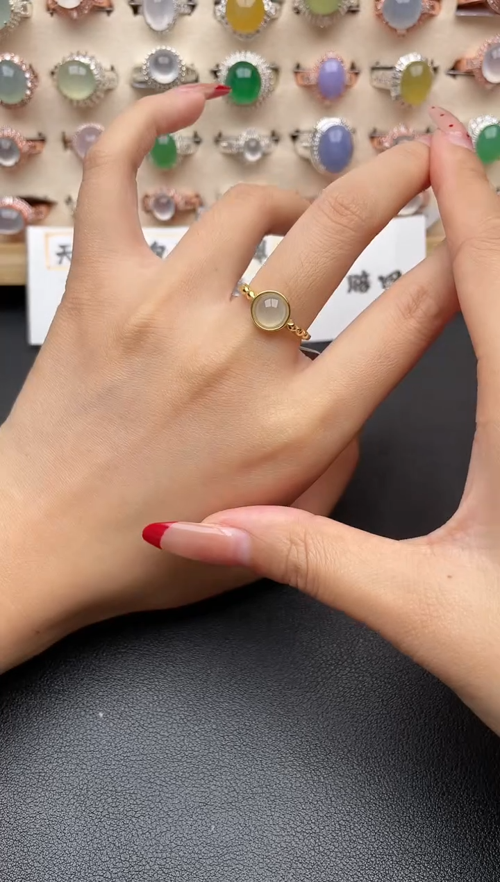 【闪购商品】翡翠戒指银S925镶嵌一物一证一礼盒