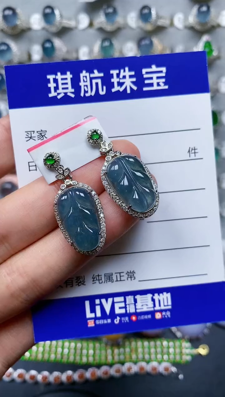 【闪购商品】翡翠耳饰银S925镶嵌0193