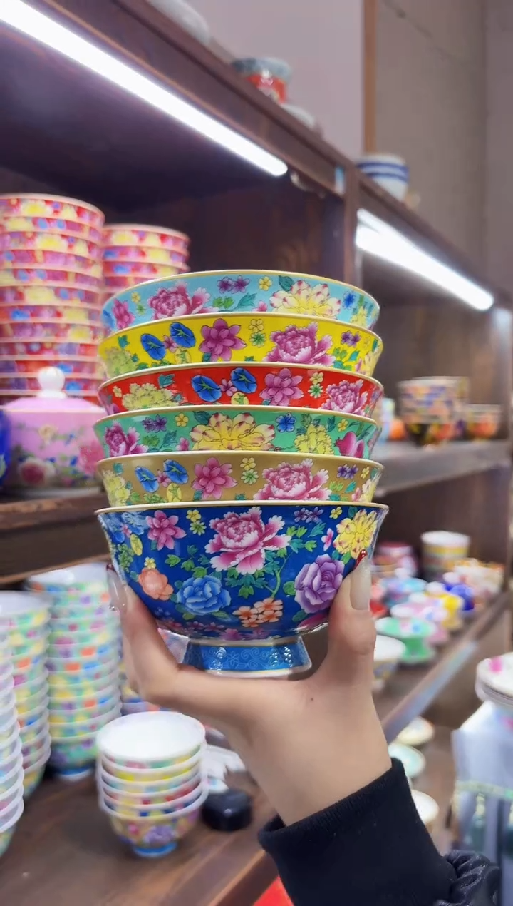 珐琅  5英寸饭碗6个景德镇餐具 