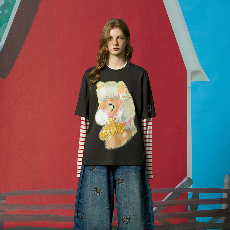 CHEERi UPi新年系列 马年主题假两件长袖T恤26春夏河岸家买手店