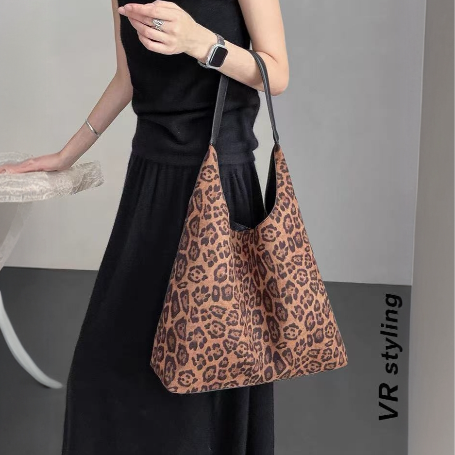 豹纹见外包装磁扣单肩包韩版肩包athflow风百搭女士包