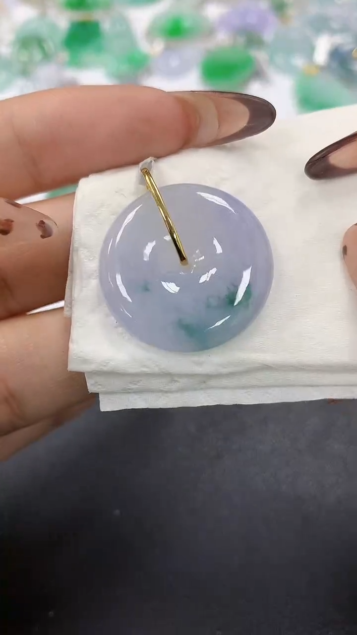 颈饰18K金镶嵌翡翠a货假一赔三支持复检百元上9元证书费自理