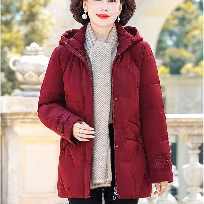 万富太太中老年女装中长款时尚加厚冬款羽绒服