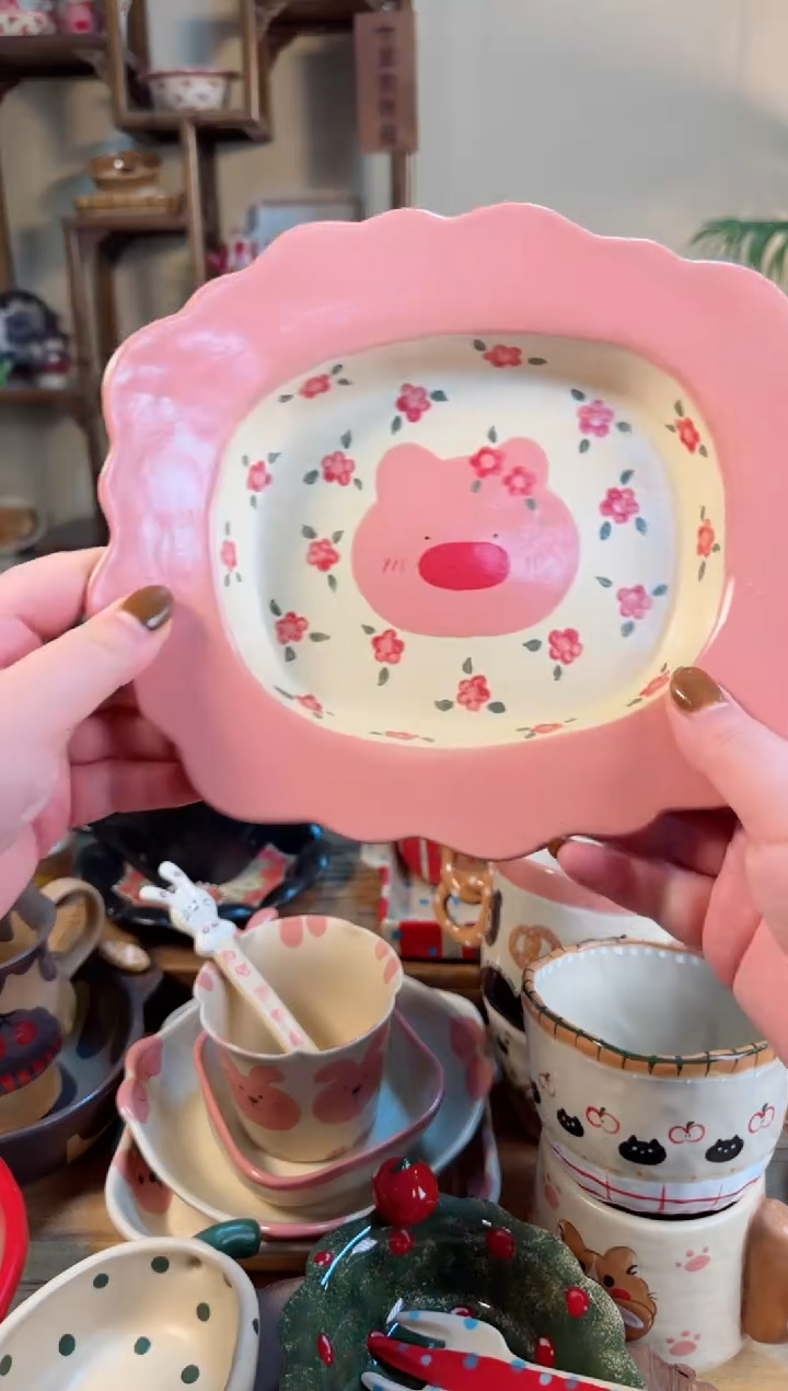 【闪购商品】猪猪草帽盘高温瓷器