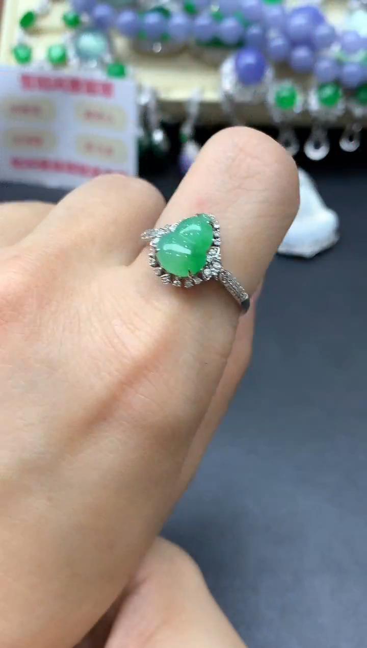 18K金镶嵌戒指翡翠487-中国好珍宝