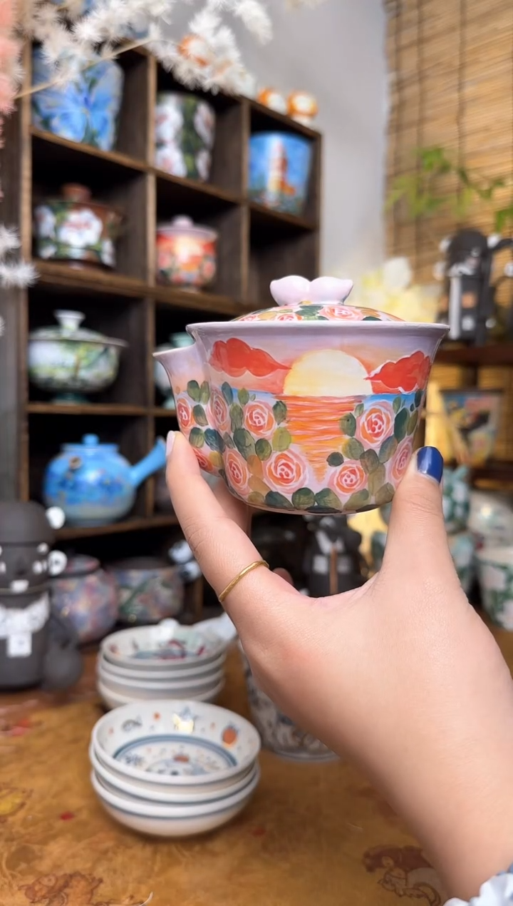 【闪购商品】石一落日玫瑰手抓壶