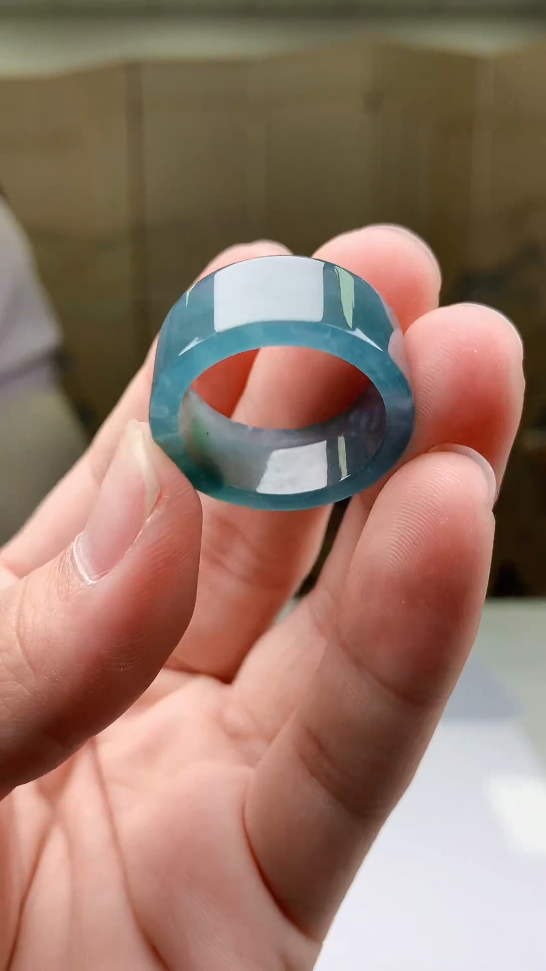 【闪购商品】定制翡翠未镶嵌4902bb-毛货扳指49