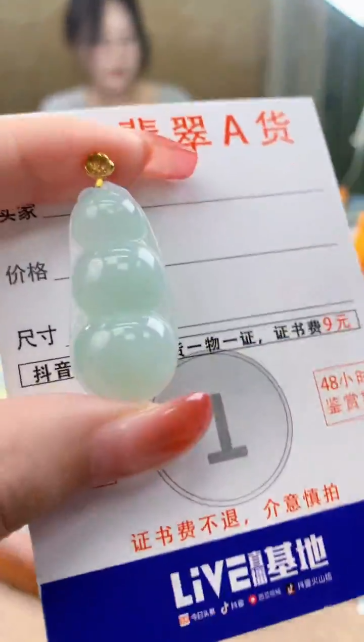 颈饰18K金镶嵌翡翠天然A货翡翠挂件