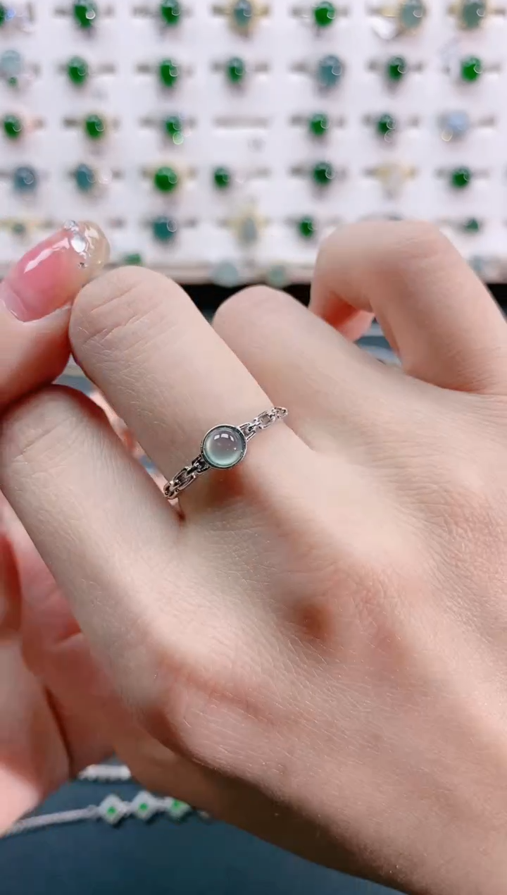 【闪购商品】翡翠戒指银S925镶嵌天然翡翠