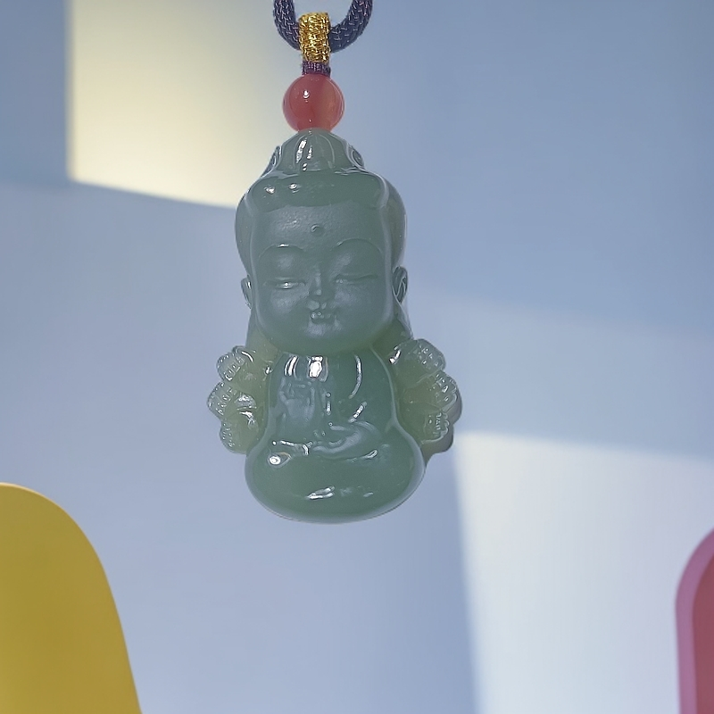 和田玉千手宝宝佛吊坠轻奢百搭精美简约精致气质双面素款