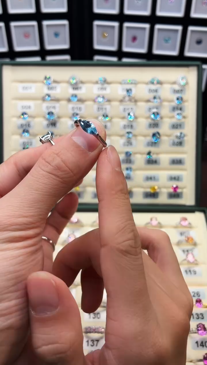 银S925镶嵌戒圈海蓝宝石111