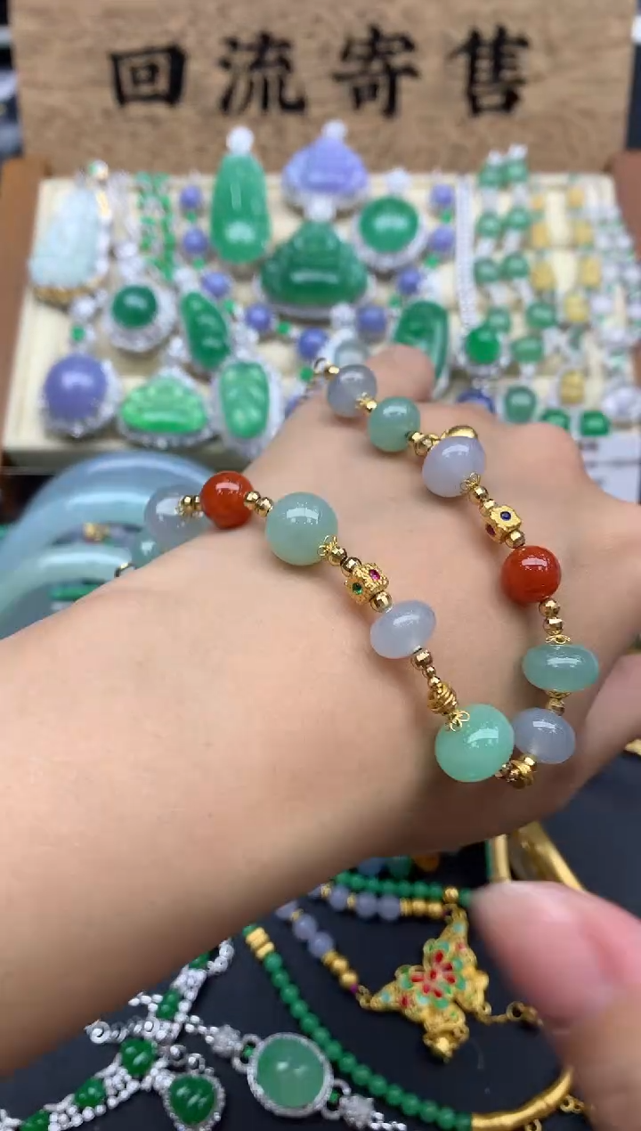 【闪购商品】翡翠手串18K金镶嵌661-中国好珍宝