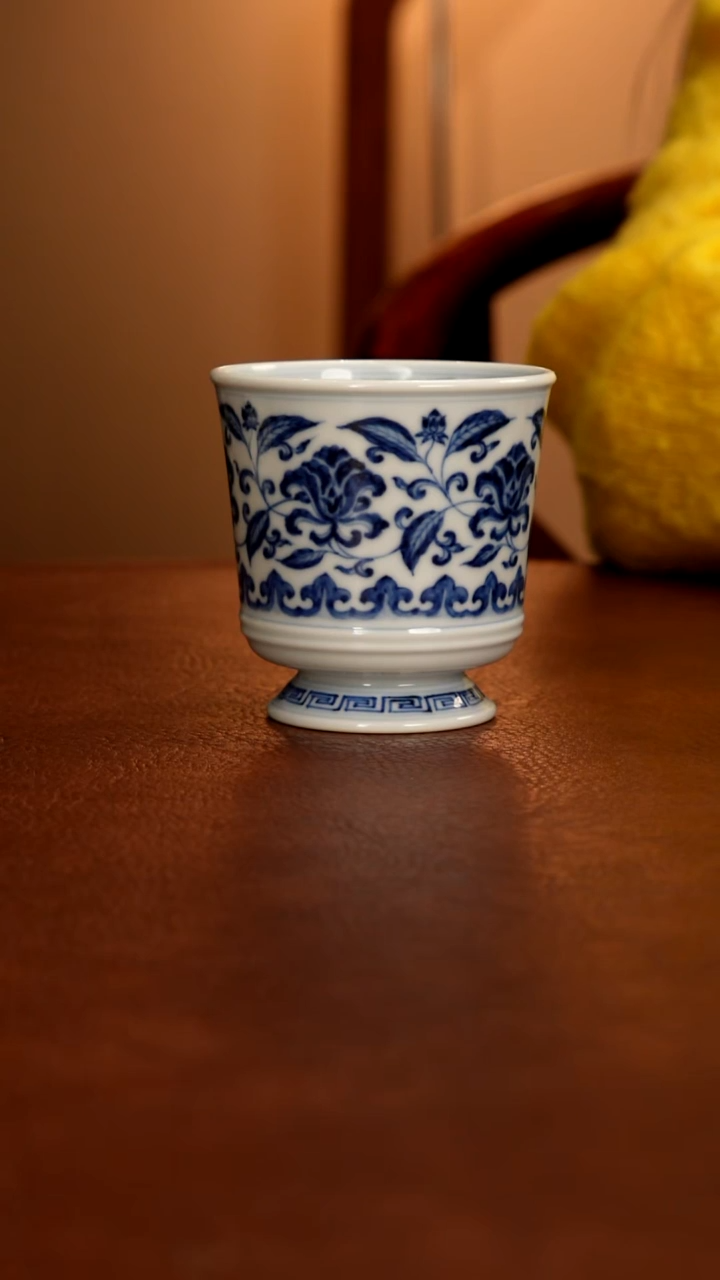 摆件陶景德镇瓷器，明成化青花瓷手绘茶具~