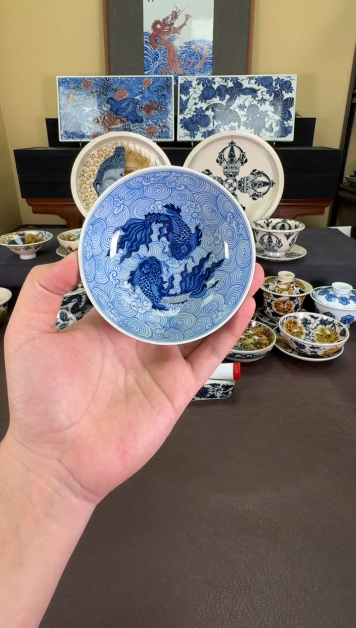 【闪购商品】瓷片羿器窑海水鲲普洱杯