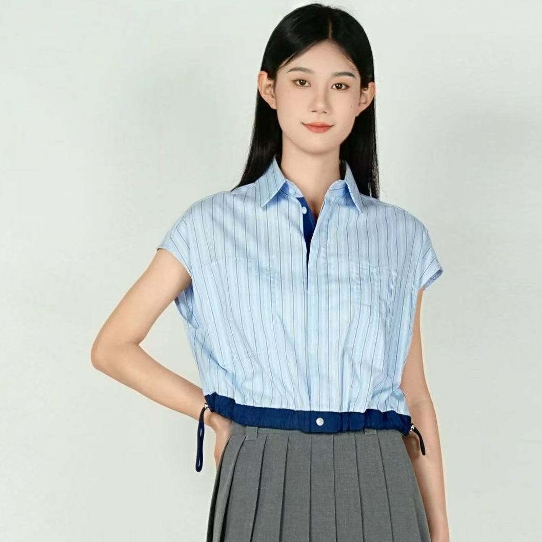 GIRDEAR/哥弟真的好Oversize时尚通勤轻奢条纹学院风衬衫830003