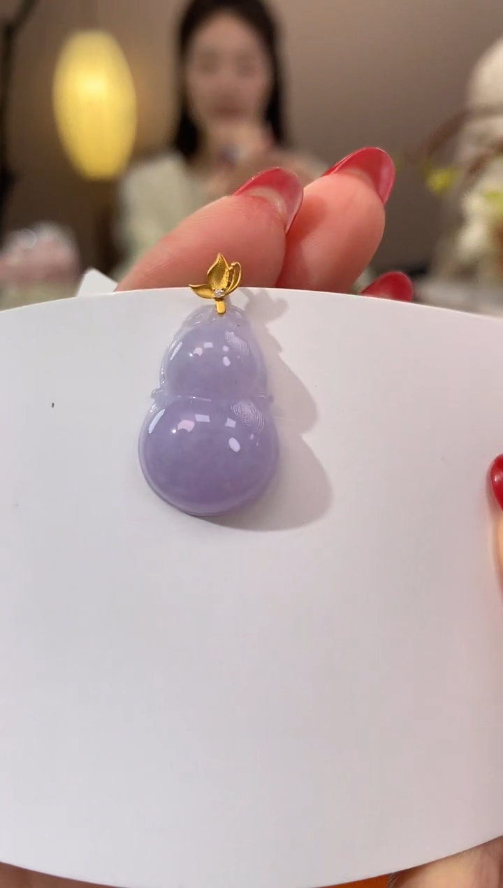 【闪购商品】翡翠颈饰18K金镶嵌天然缅甸a货翡翠