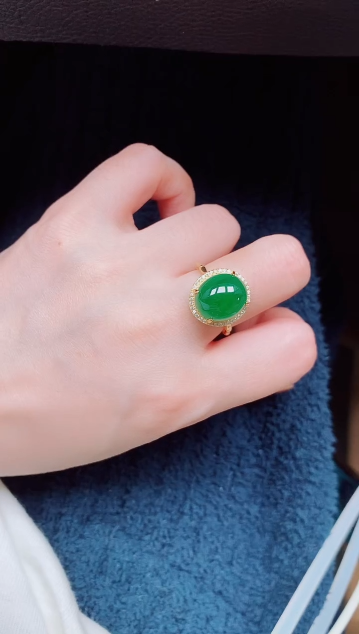 【闪购商品】翡翠戒指银S925镶嵌天然a货翡翠336