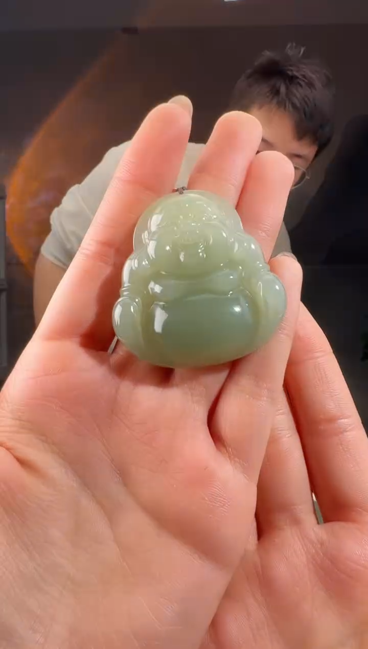 颈饰未镶嵌和田玉佛公卡45配高货绳