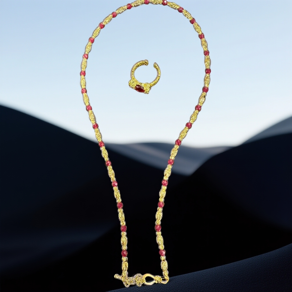 【月月专属】精致时尚培育红宝石项链和戒指合金 DH65095