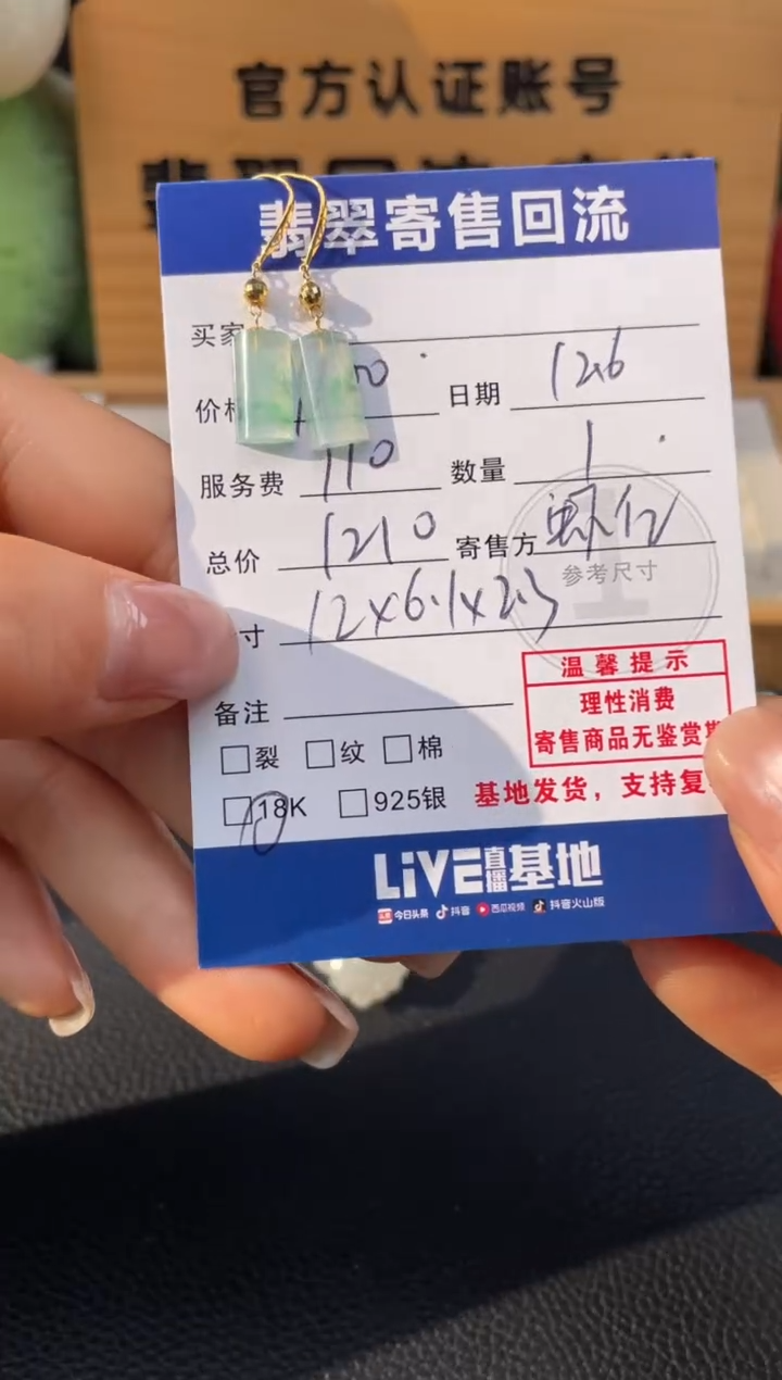 18K金镶嵌翡翠耳饰10151505
