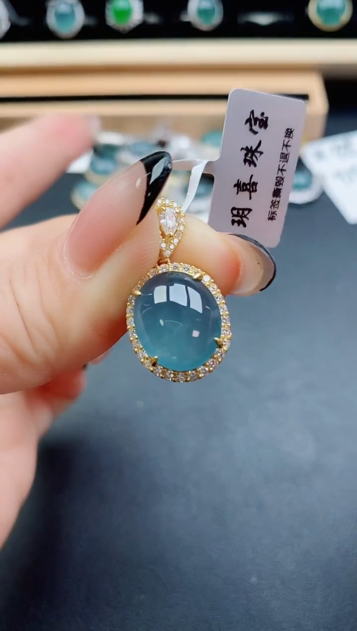 翡翠银S925镶嵌吊坠(赠链)86006