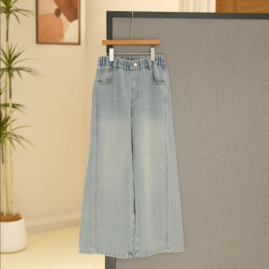 春季新款牛仔裤女大童直筒裤时尚休闲百搭长裤亲子款-MS030