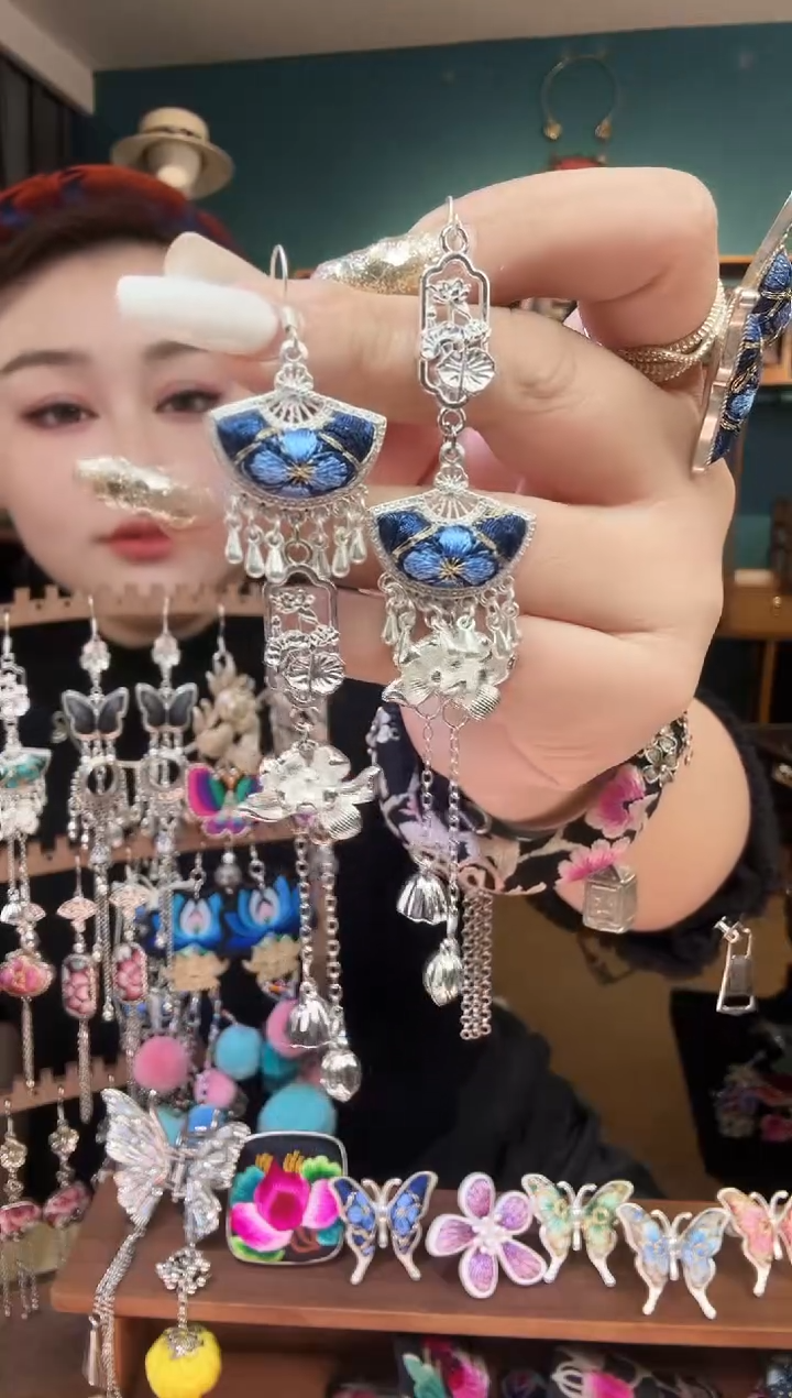 刺绣纯手工民族风刺绣耳环