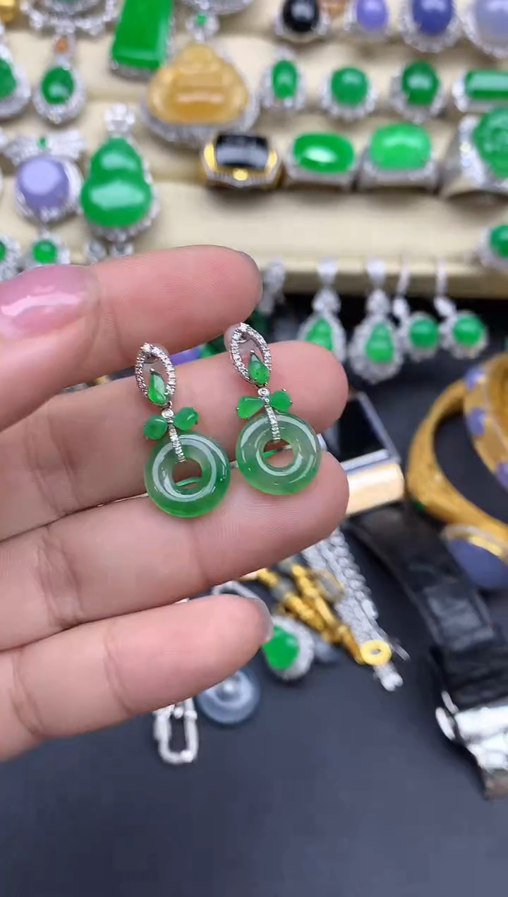 【闪购商品】翡翠耳饰18K金镶嵌406-中国好珍宝