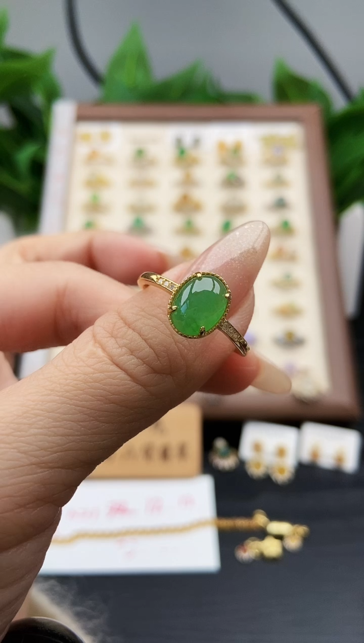 银S925镶嵌戒指翡翠12