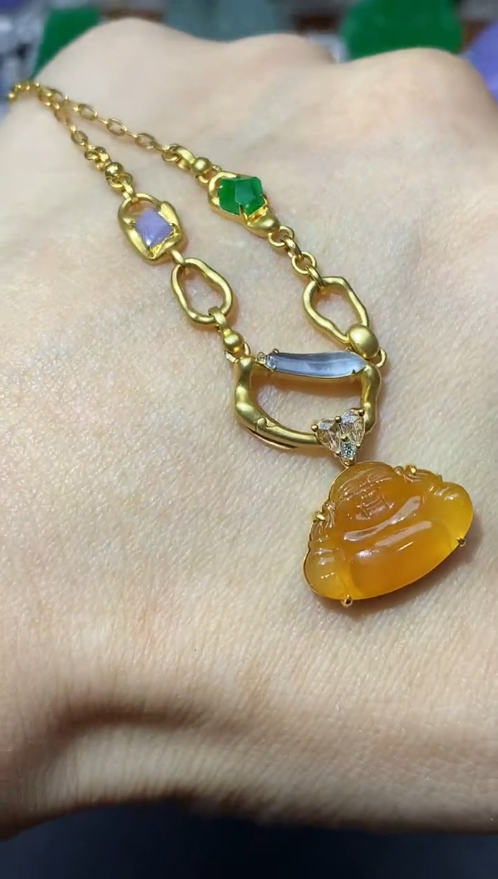 颈饰18K金镶嵌翡翠562-中国好珍宝