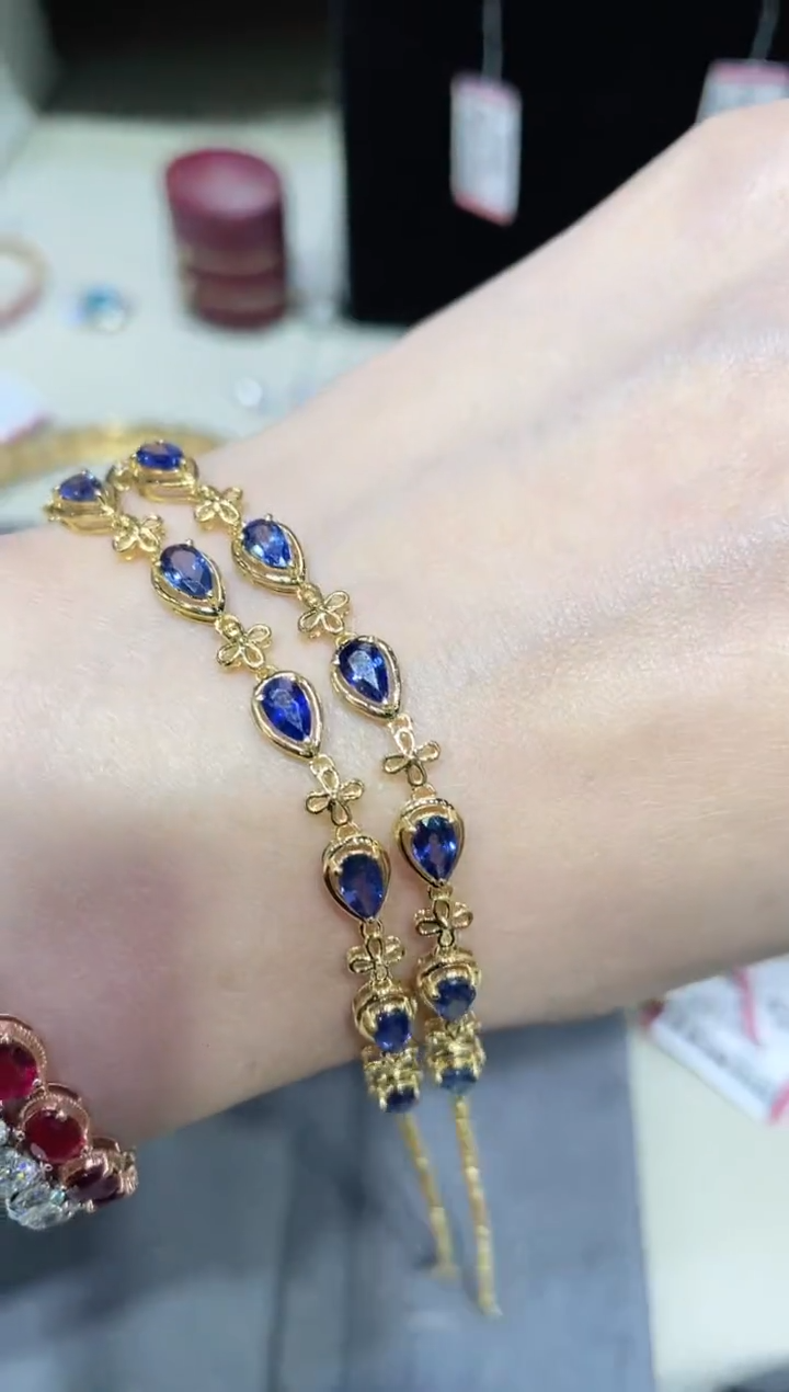 【闪购商品】蓝宝石手链18K金镶嵌多样性发其一