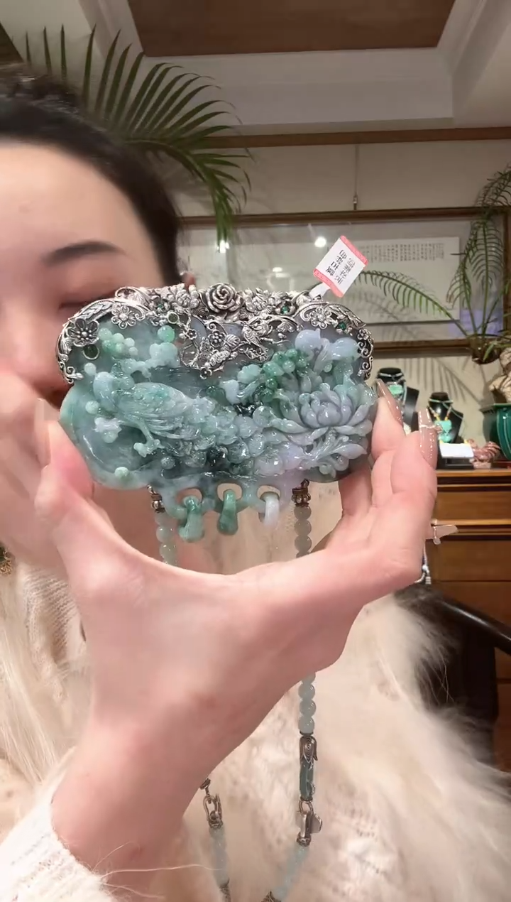 【闪购商品】翡翠颈饰银S925镶嵌国风