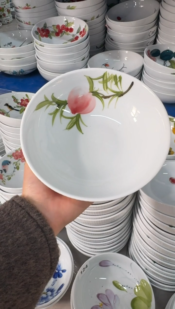 瓷片景德镇高温陶瓷食品级手绘釉中彩-大胖碗