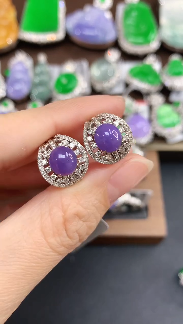 18K金镶嵌翡翠耳饰273|