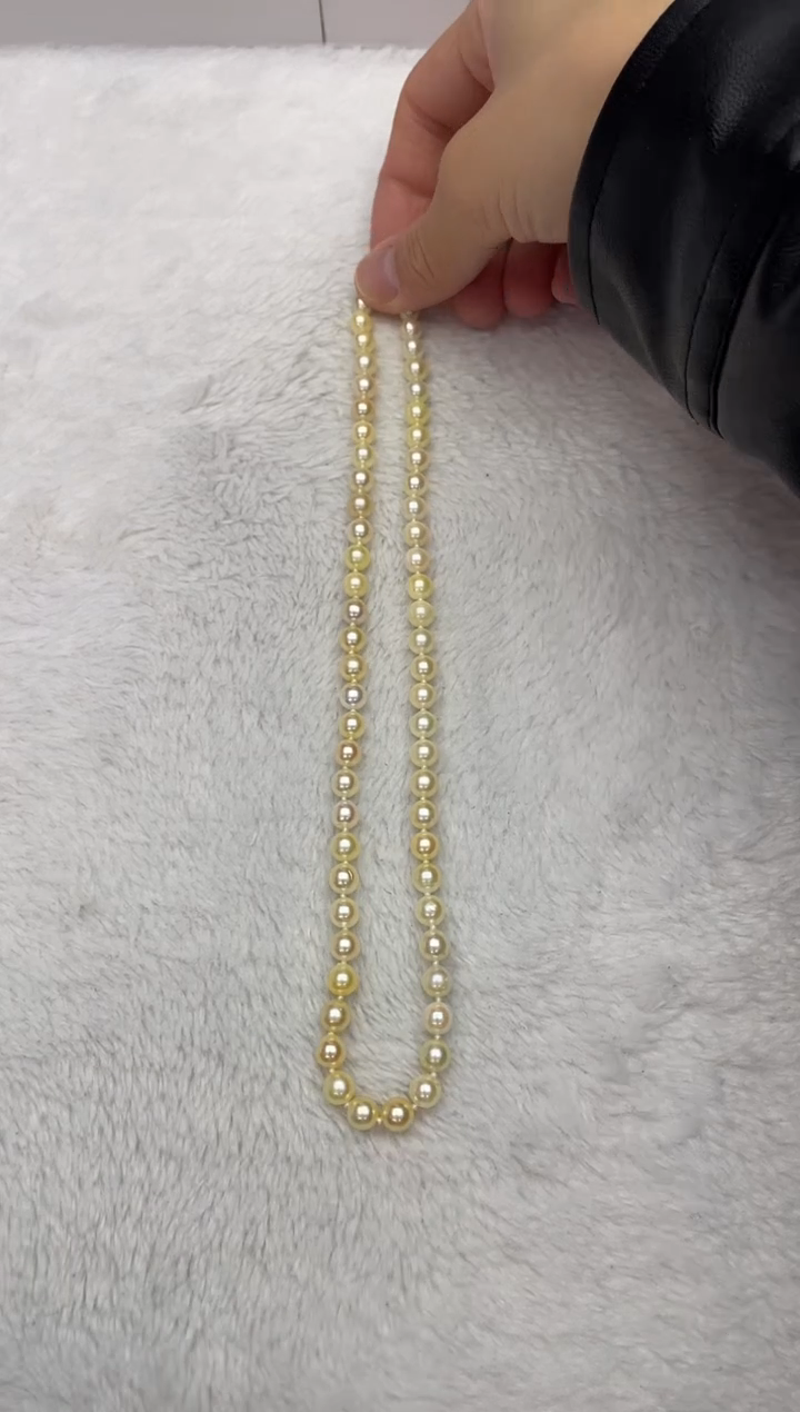 【闪购商品】海水珍珠项链银S925镶嵌AK羽皇金6.5-7mm（多样性发一）
