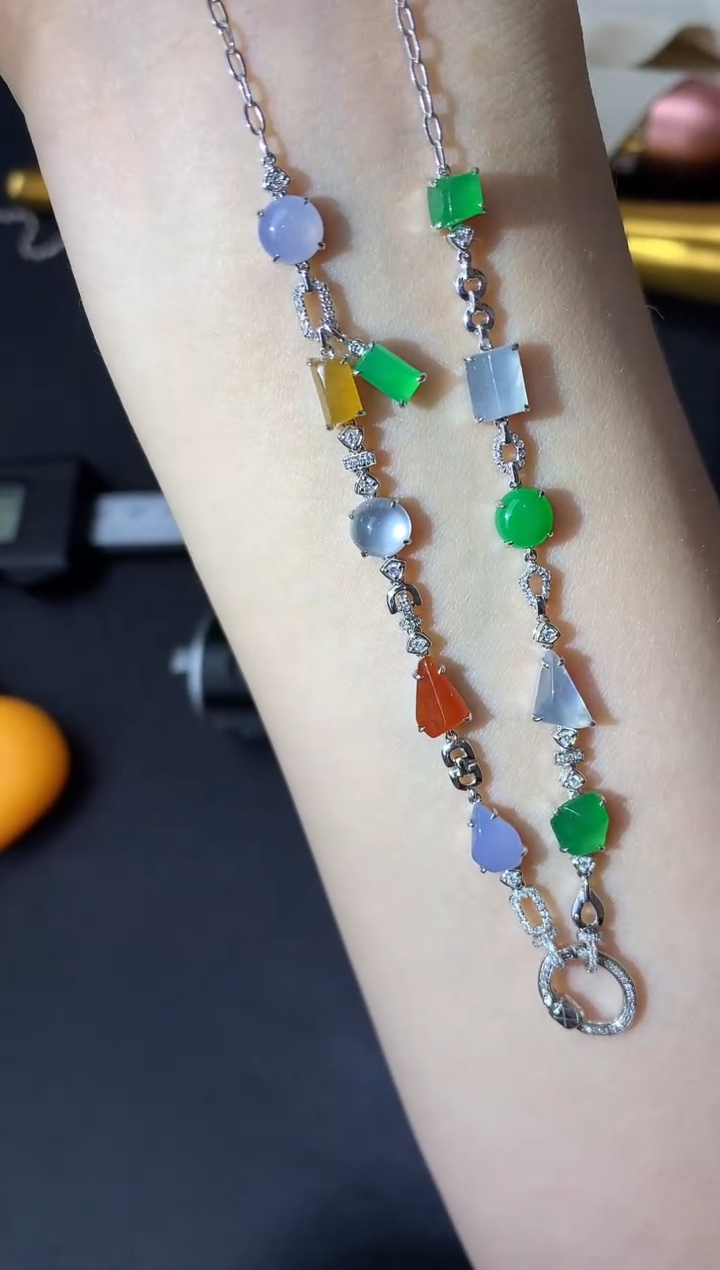 翡翠18K金镶嵌颈饰496-中国好珍宝