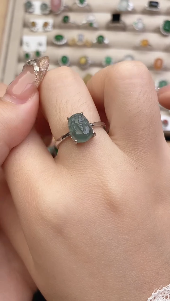 银S925镶嵌戒指翡翠0