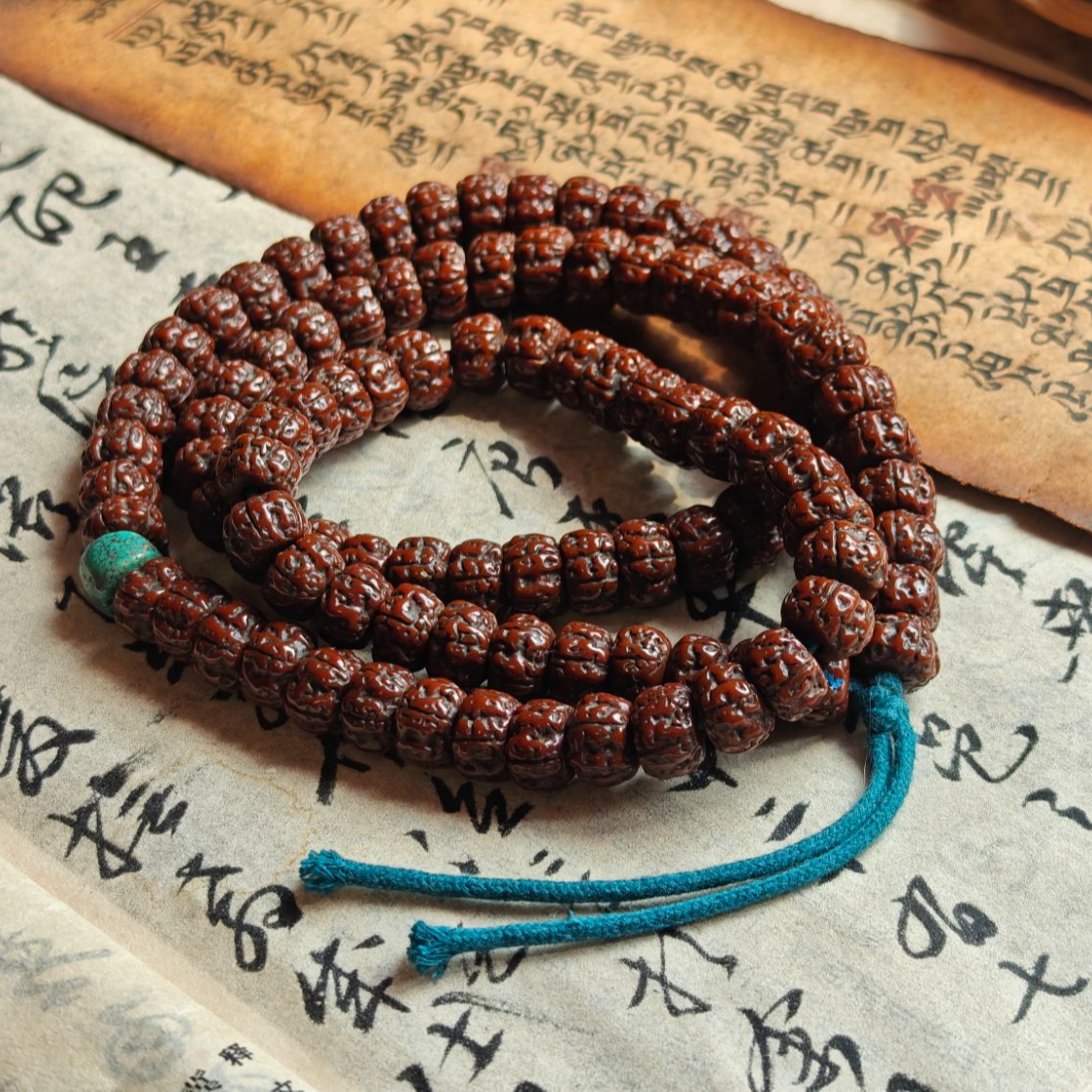 西藏藏传老金刚菩提念珠脖挂直径10.5-11毫米101颗包浆压痕看细节