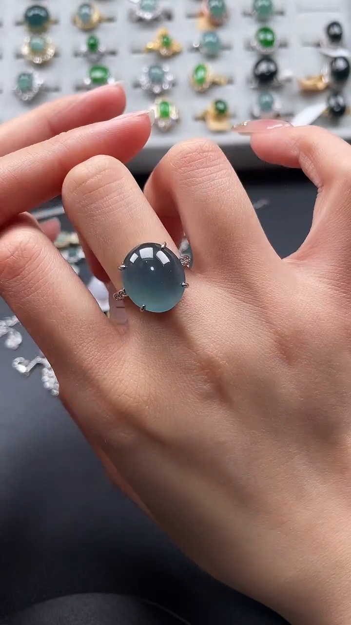 【闪购商品】翡翠戒指银S925镶嵌5454654