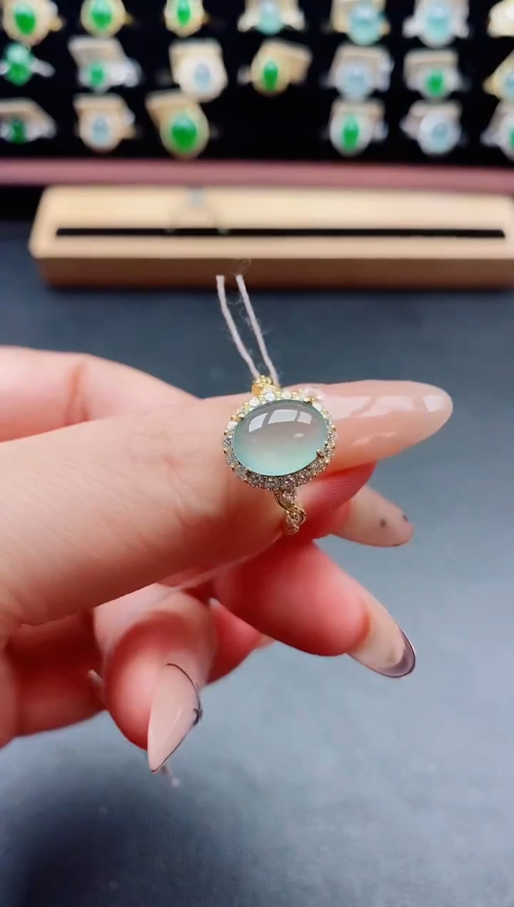 银S925镶嵌戒指翡翠1