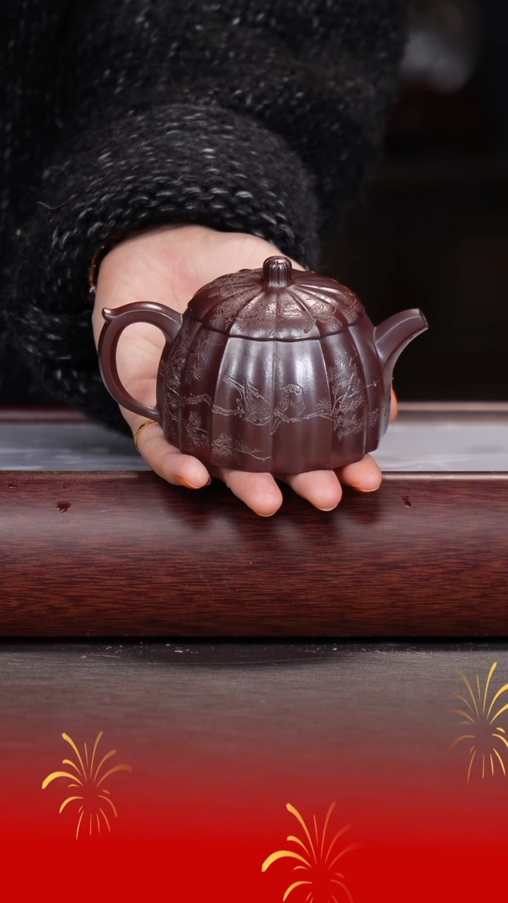 【闪购商品】紫砂茶杯刘强洪/玫瑰石红/筋纹秦权/180cc