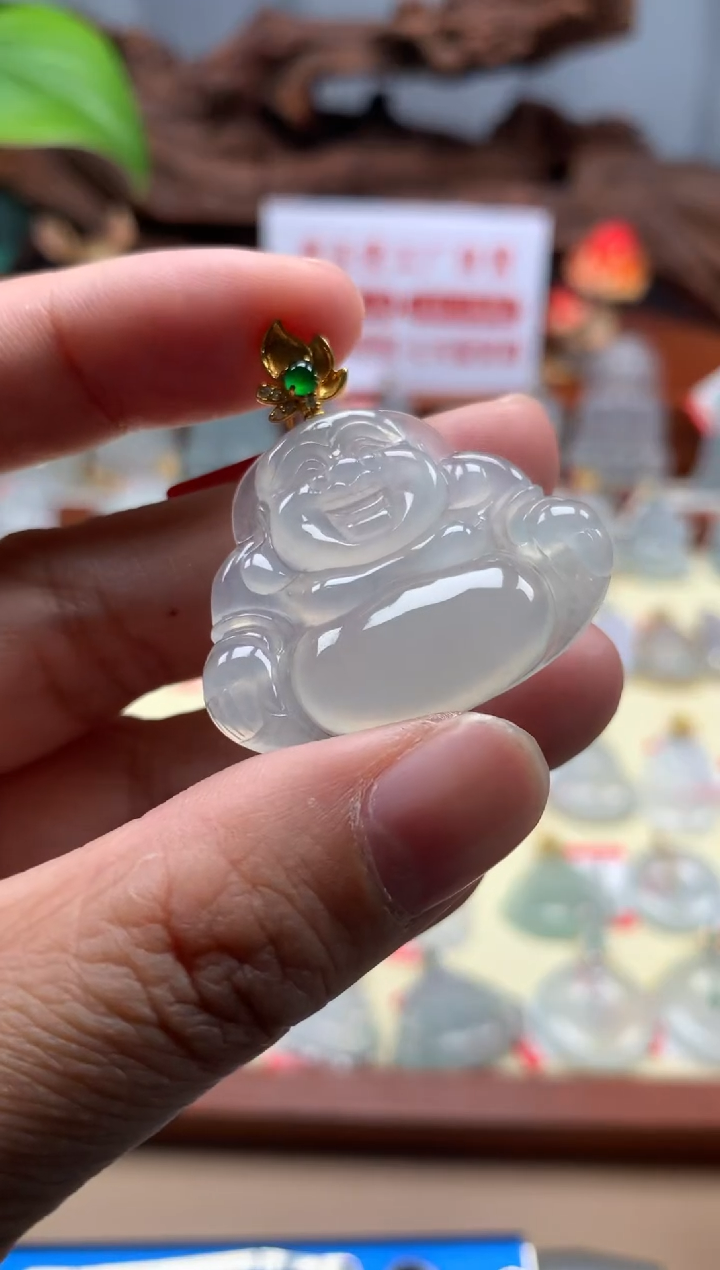 【闪购商品】翡翠颈饰18K金镶嵌佛公