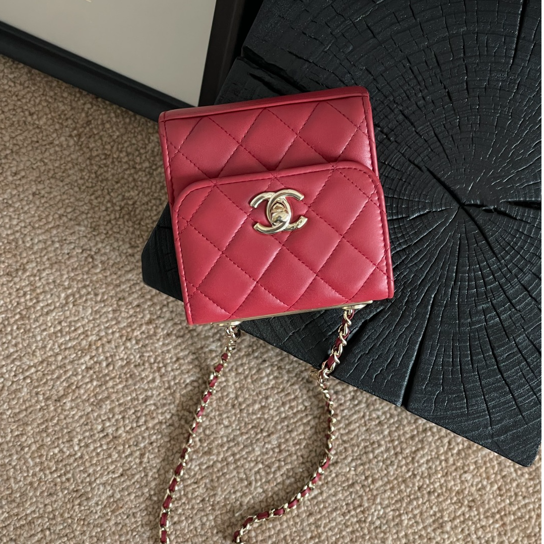 95新 Chanel/香奈儿 Chanel红金菱格trendycc mini斜挎包｜1837