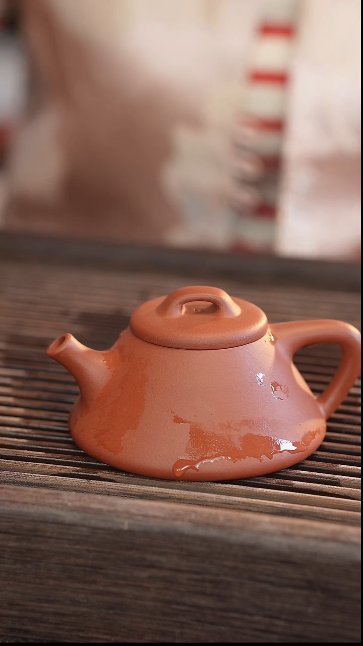 茶壶紫砂纳瓢 北红赤铁 半手工 150cc