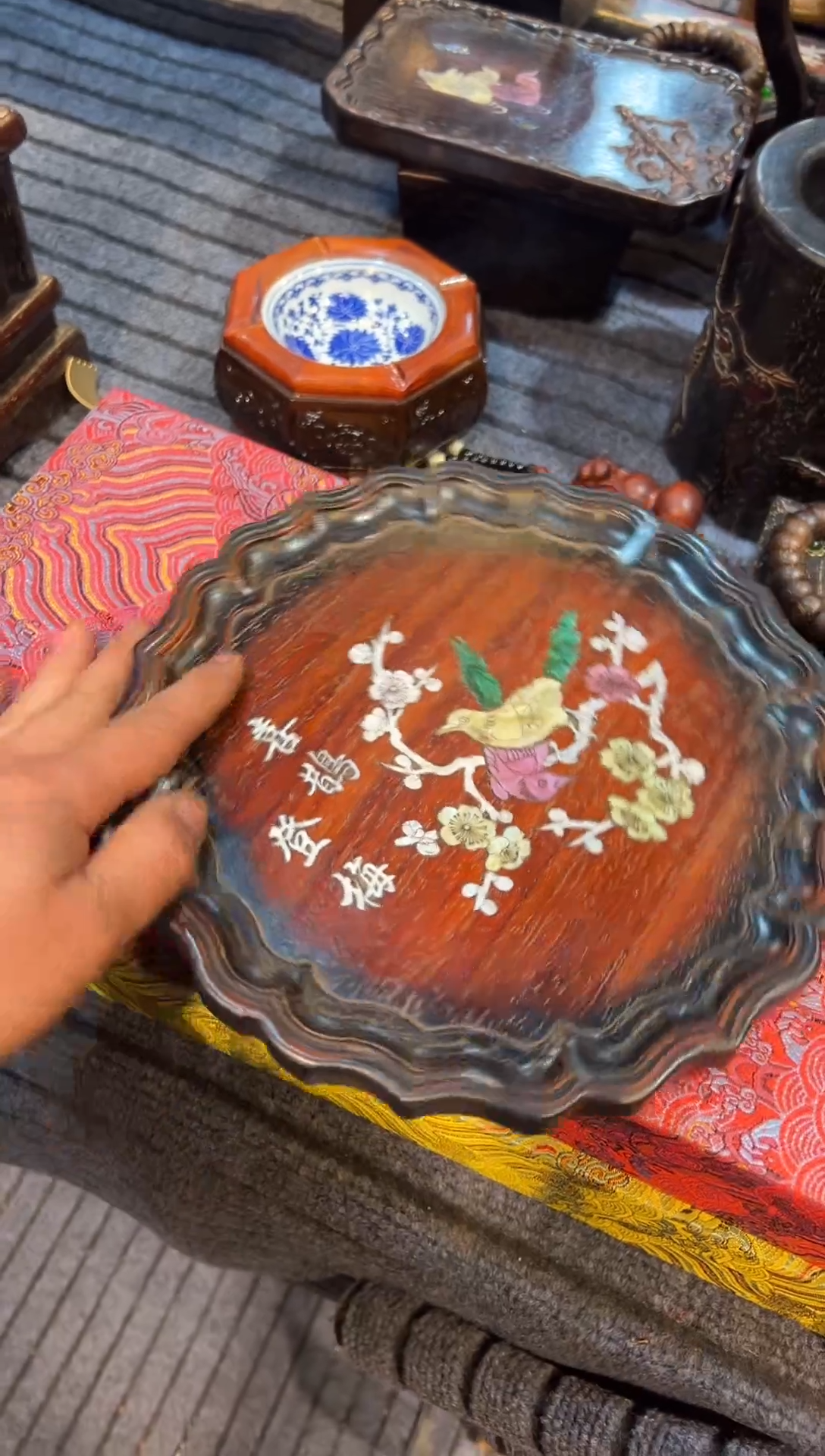 木木雕款紫檀木茶盘