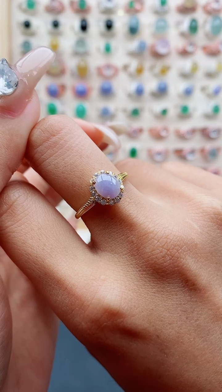 【闪购商品】翡翠戒指银S925镶嵌缅甸天然A货翡翠222  1+3