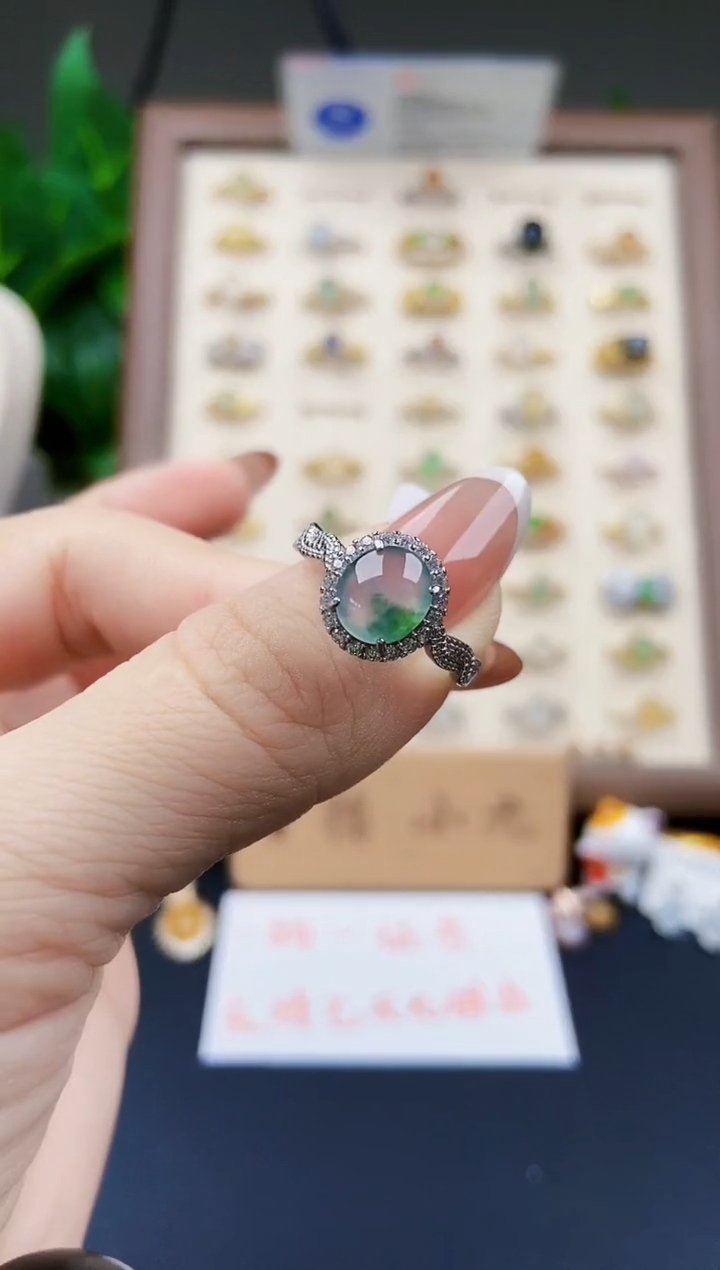 银S925镶嵌戒指翡翠12