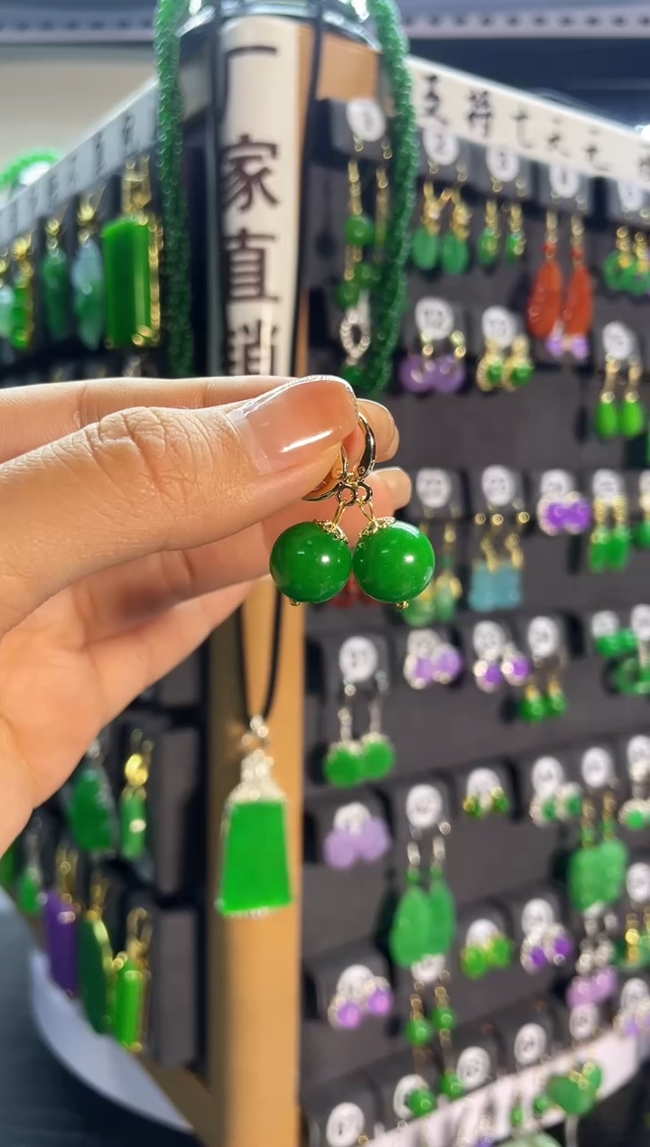 【闪购商品】翡翠耳饰银S925镶嵌586..