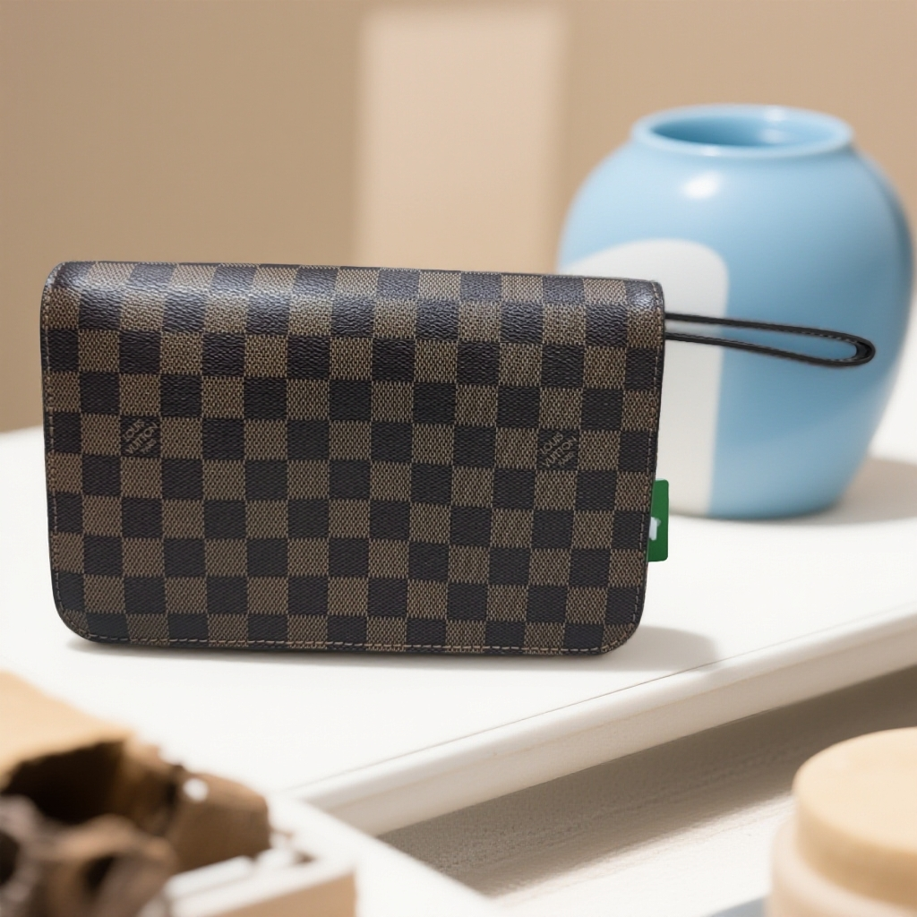 95新 LouisVuitton/路易威登   棕棋盘格手拿包 1877 7857 